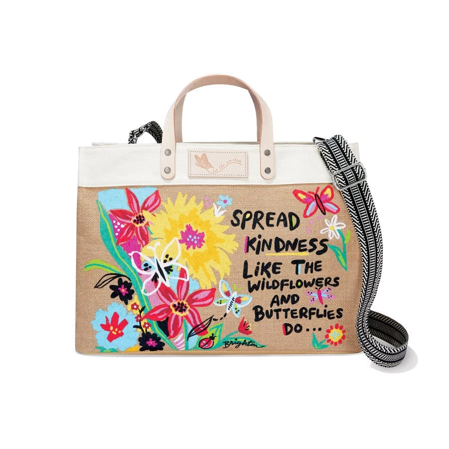 Be Kind East West Burlap Tote 3 Be Kind East West Burlap Tote