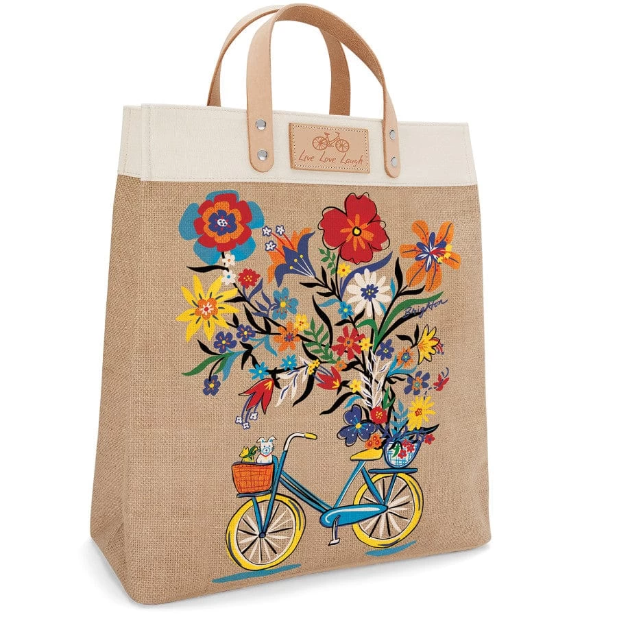 Bicycle Fun Burlap Tote 3 Bicycle Fun Burlap Tote