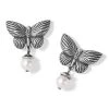 Bloom Butterfly Pearl Post Drop Earrings 1 Bloom Butterfly Pearl Post Drop Earrings -Jewelry Charm Deals Store bloom butterfly pearl post drop earrings silver pearl 0