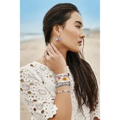 Blossom Hill Slim Bangle -Jewelry Charm Deals Store blossom hill slim bangle silver multi 2