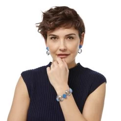 Blue Moon Link Bracelet -Jewelry Charm Deals Store blue moon link bracelet silver blue 3