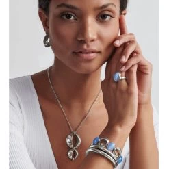 Blue Moon Link Bracelet -Jewelry Charm Deals Store blue moon link bracelet silver blue 4