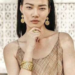 Contempo Medallion Duo French Wire Earrings -Jewelry Charm Deals Store contempo medallion duo french wire earrings gold 2