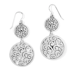 Contempo Medallion Duo French Wire Earrings -Jewelry Charm Deals Store contempo medallion duo french wire earrings silver 0