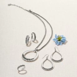 Interlok Braid Drop Necklace -Jewelry Charm Deals Store interlok braid drop necklace silver 2