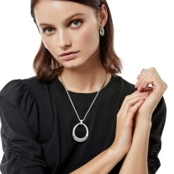 Interlok Braid Drop Necklace -Jewelry Charm Deals Store interlok braid drop necklace silver 3