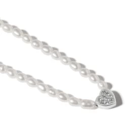Meridian Zenith Heart Pearl Necklace -Jewelry Charm Deals Store meridian zenith heart pearl necklace silver pearl 2