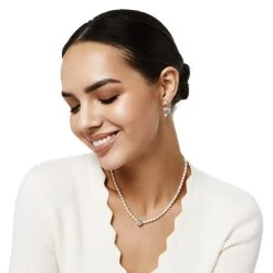 Meridian Zenith Heart Pearl Necklace -Jewelry Charm Deals Store meridian zenith heart pearl necklace silver pearl 4