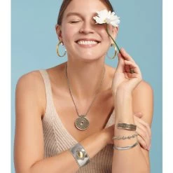 Monete Wide Cuff Bracelet -Jewelry Charm Deals Store monete wide cuff bracelet silver gold 3