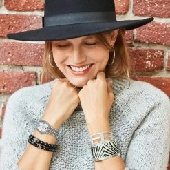 Pop Appeal Viva Stripes Cuff -Jewelry Charm Deals Store pop appeal viva stripes cuff silver black 2 db4da010 10ac 4912 aa4d ec58ec0fd979