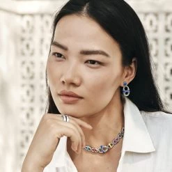 Portofino Link Drop Post Earrings 12 Portofino Link Drop Post Earrings -Jewelry Charm Deals Store portofino link drop post earrings silver blue 2