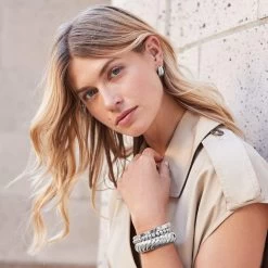 Pretty Tough Groove Post Hoop Earrings -Jewelry Charm Deals Store pretty tough groove post hoop earrings silver 3